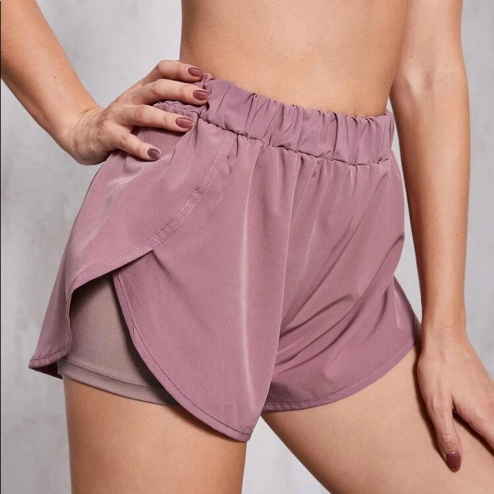 Elastic Waist 2 In 1 Dolphin Sports Shorts